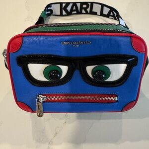 Brand New Karl Lagerfeld Paris Maybelle Eye Blue, Red & Green Crossbody